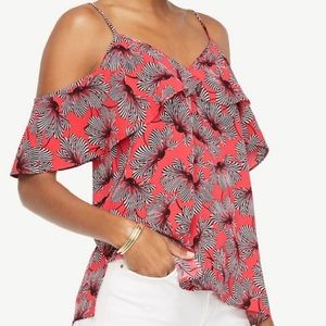 Ann Taylor Cold Shoulders Top Blouse Size S 🌸